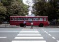 local bus passing through a zebra crossing