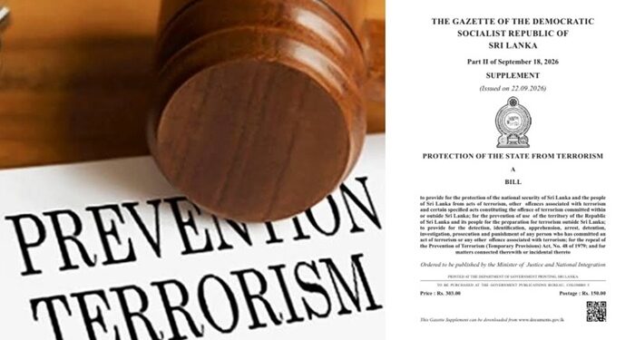 Protection of the State from Terrorism Bill gazetted to replace PTA