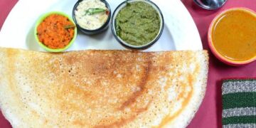 Sri Lankan Thosai with Sambar and Coconut Chutney