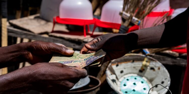 money exchange at a local market
