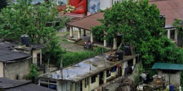 sri lankan houses near buddha statue